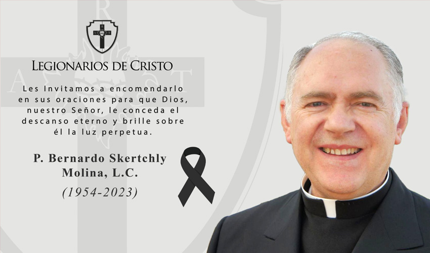 Con profundo pesar, informamos el fallecimiento del Padre Bernardo Skertchly Molina, L.C., a la edad de 69 años. Nacido el 14 de febrero de 1954 en la Ciudad de México, el Padre Bernardo fue llamado a la casa del padre el 15 de noviembre de 2023.